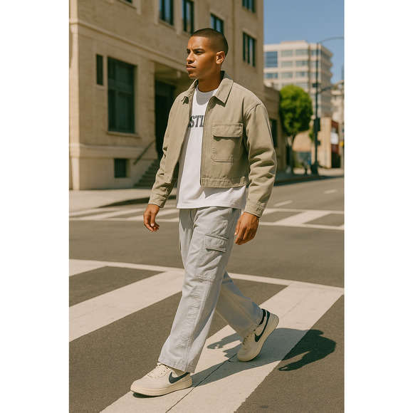 Honor The Gift Gray Wide Leg Cargo Pants Size 32 Utility Streetwear Embroidered - Picture 1 of 12